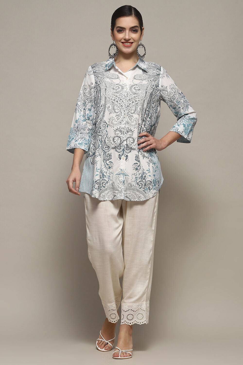 Yellow Viscose Straight Printed Shirt image number 0