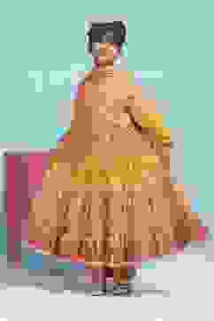 Orange Cotton Printed Tiered Suit Set image number 6