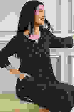 Indigo Blue Cotton Ikat Straight Kurta image number 7