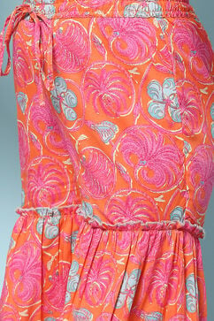 Orange Cotton Straight Kurta Garara Suit Set image number 2