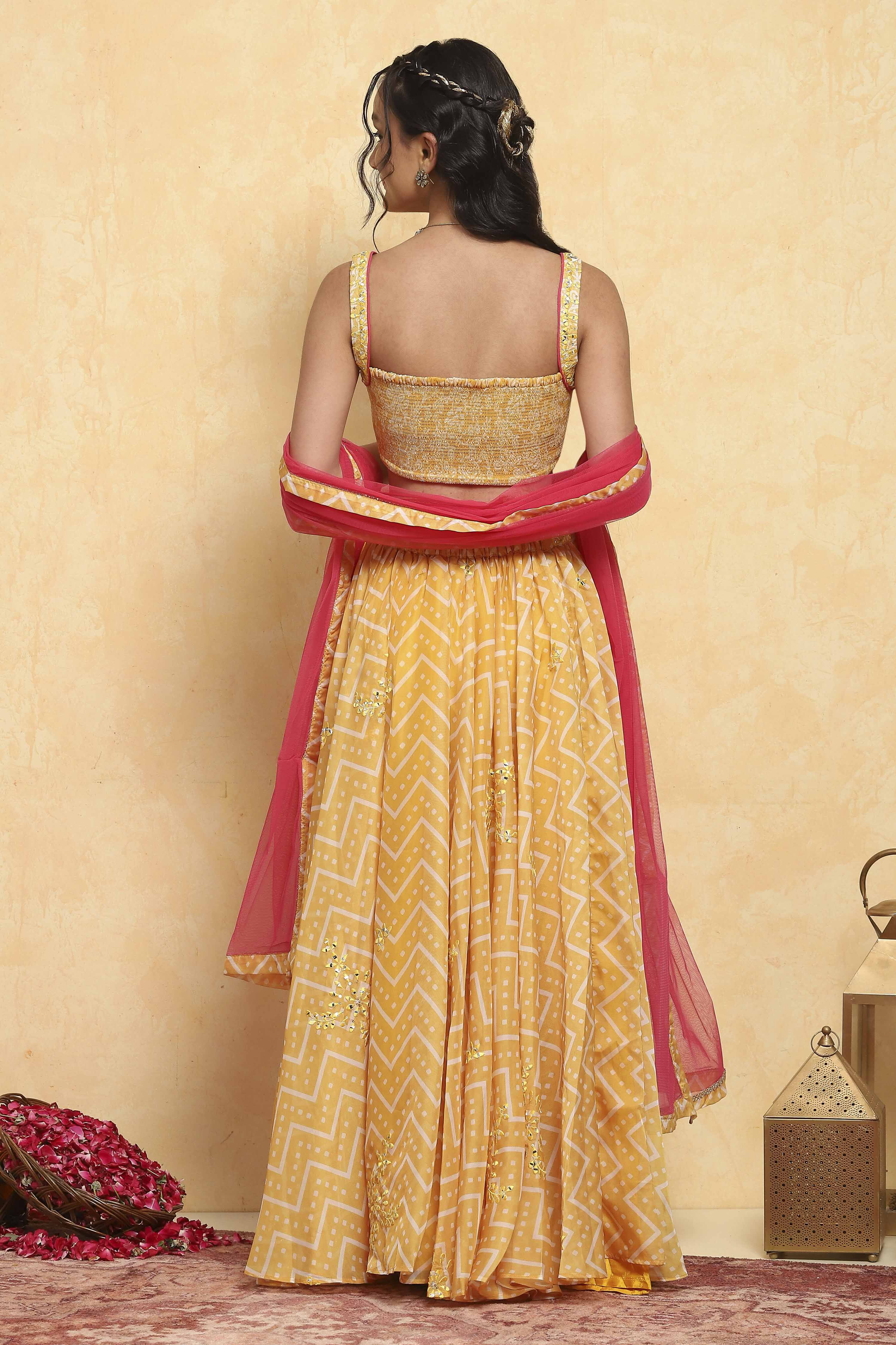 Yellow Polyester Lehenga Set image number 4