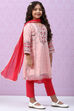 Ecru Cotton Straight Kurta Regular Pant Suit Set image number 0