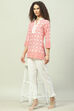 Off White Cotton Embroidered Pants image number 5