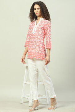 Off White Cotton Embroidered Pant image number 5