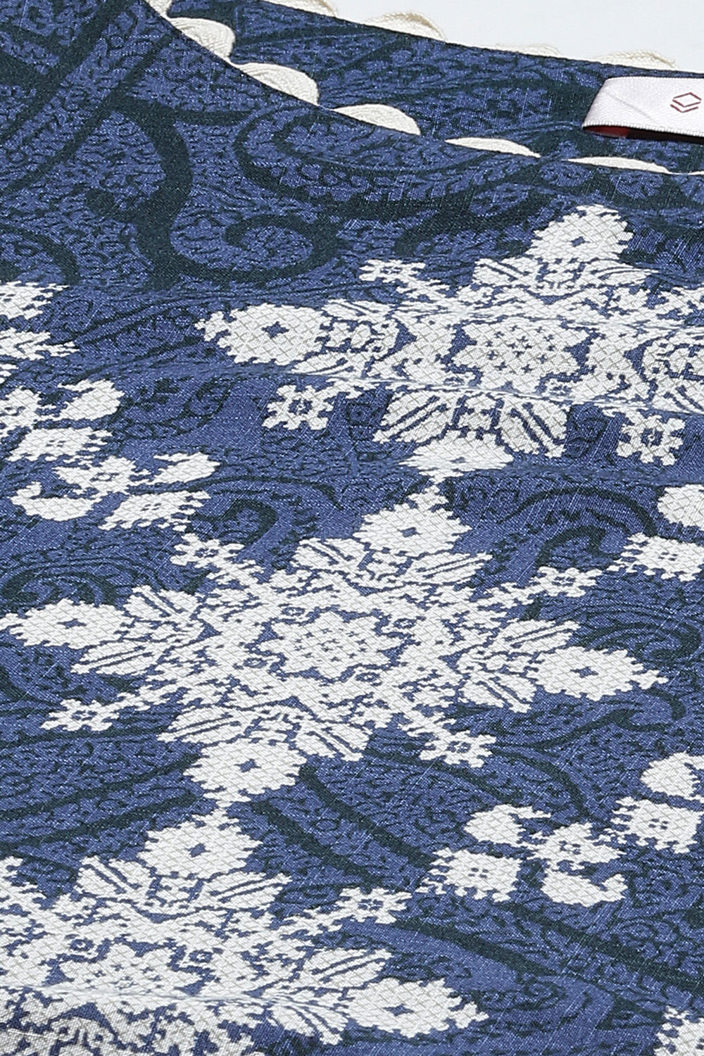 Indigo LIVA Asymmetric Kurta image number 1