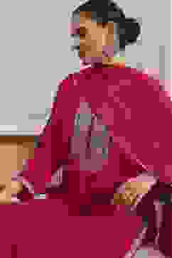 Fuchsia Solid Straight Suit Set image number 7