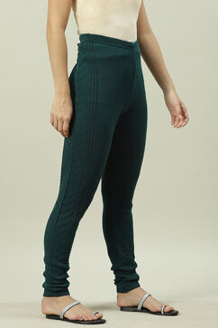 Teal Acrylic Woollen Jeggings image number 2