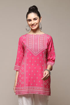 Deep Fuchsia LIVA Straight Printed Kurti image number 5