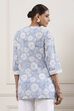 Powder Blue Cotton Printed Short Kurta image number 4