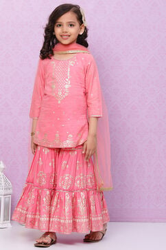 Pink Cotton Sharara Kurta Sharara Suit Set image number 6