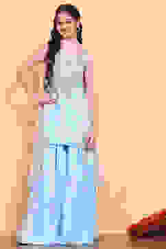 Aqua Printed Strappy Straight Suit Set image number 6