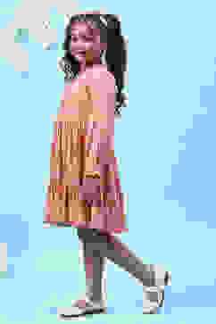 Coral Viscose Flared Printed Dress image number 2