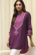 Purple Printed Straight Short Kurta image number 2