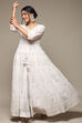 White Cotton Blend Straight Printed Dress