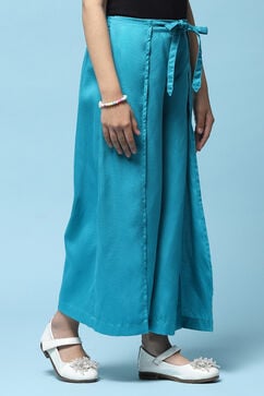 Turquoise Rayon Relaxed Pants image number 3