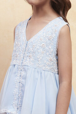 Ice Blue Polyester Peplum Suit Set image number 1