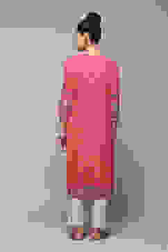 Deep Fuchsia LIVA Straight Printed Kurta image number 5