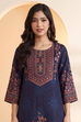 Blue Viscose Silk Printed Straight Kurta Set image number 1