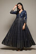 Navy Rayon Straight Printed Dress image number 0
