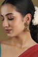 Red Gold Plated Minimal Stone Studded Jhumkas image number 1