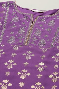 Pink-Purple Rayon Straight Kurta Palazzo Suit Set image number 1
