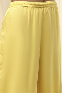 Yellow Cotton Silk Embroidered Straight Suit Set image number 2