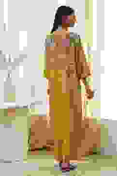 Mustard Yellow Floral Straight Kurta Set image number 4