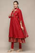 Violet Jersey Anarkali Kurta Churidar Suit Set image number 4