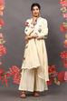 Off White Cotton Blend Straight Kurta Suit Set image number 7