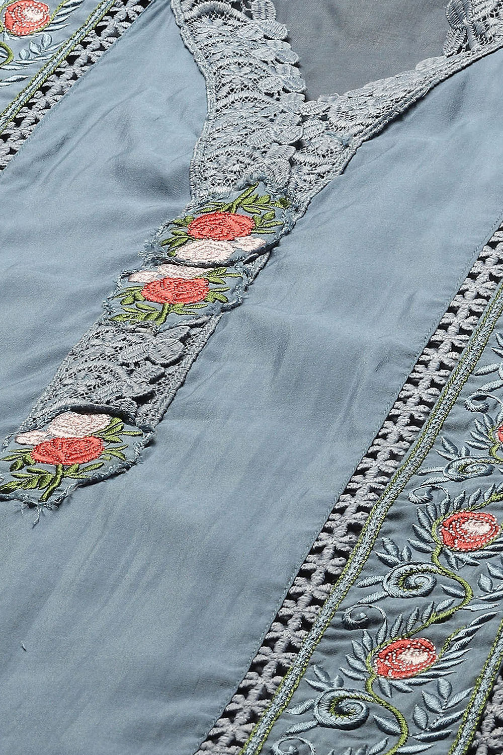 Green Silk Blend Unstitched Suit Set image number 2