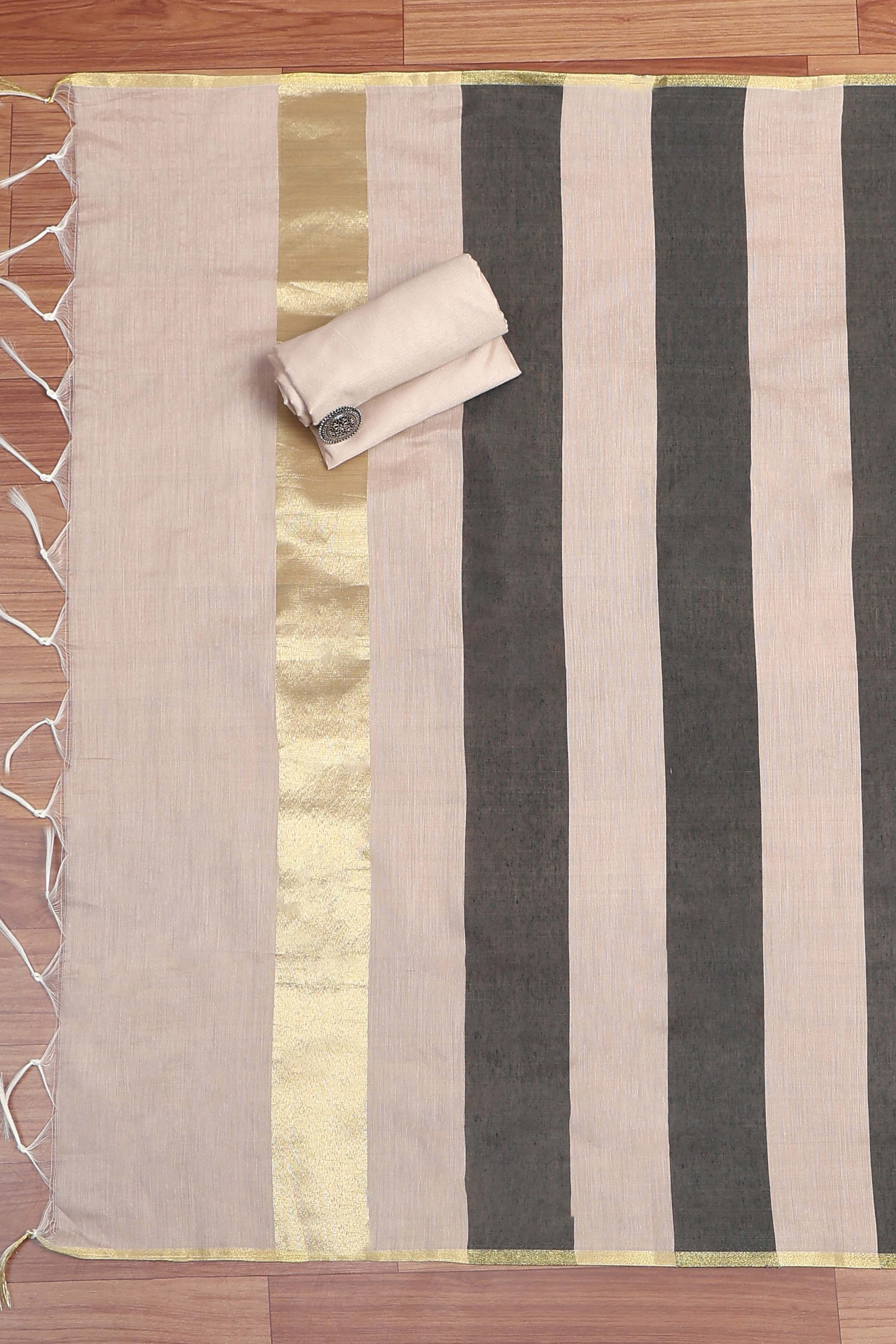 Beige Cotton Printed Embroidered Unstitched Suit Set image number 3