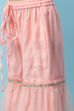Peach Nylon Gathered Embroidered Kurta Garara Suit Set image number 2