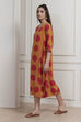 Mustard Yellow Printed A-Line Dress image number 2