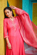 Fuschia Rayon Straight Suit Set