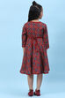 Maroon Silk Asymmetric Printed Dress image number 3
