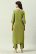 Plum Printed Rayon Straight Kurta Regular Pants Suit Set image number 4