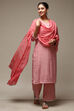 Magenta Cotton Blend Straight Kurta Palazzo Suit Set image number 0