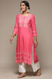 Pink Rayon Straight Kurta Palazzo Suit Set