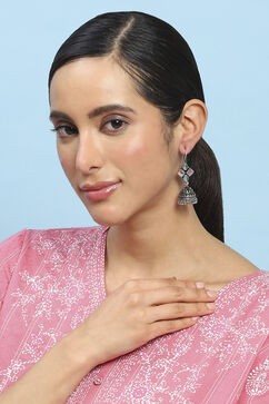 Mint Green Pink Brass Jhumka image number 3