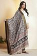 Black Chennur Silk Floral Printed Dupatta image number 4