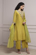 Lime Green Chanderi Straight Dyed Suit Set image number 7