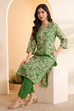 Green Viscose Blend Floral Printed Straight Kurta Set image number 0