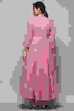 Blush Pink Cotton Anarkali Kurta Lehenga Set image number 5