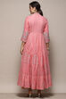 Aqua Blue Cotton Anarkali Kurta Lehenga Set image number 5