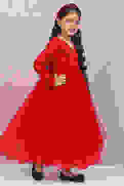 Red Nylon Flared Gown image number 3