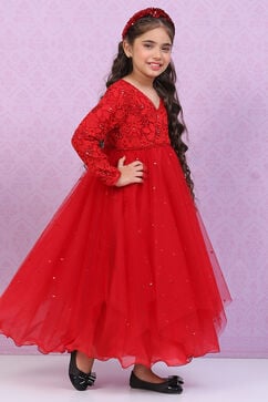 Red Nylon Flared Gown image number 3