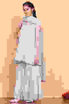 Powder Blue Solid A-Line Suit Set image number 3