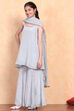 Pastel Blue Polyester A-line Suit Set image number 3