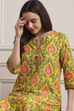 Yellow Cotton Printed Straight Kurta image number 5