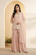 Blush Pink Embroidered Sharara Set with Net Dupatta image number 0